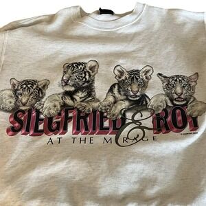 Vintage Siegfried & Roy Sweatshirt Medium Tiger Cubs Mirage Show 90s RARE Bright
